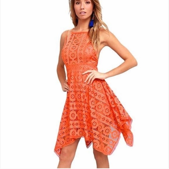 Free people orange lace dress - Picture 4 of 9